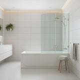 120cm Frameless Glass Bath Screen with Stainless Steel Brackets - Gold