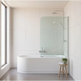 120cm Frameless Glass Bath Screen with Channel and Stainless Steel Hinges- Nickel