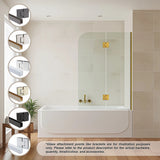 120cm Frameless Glass Bath Screen with Channel and Brass Hinges - Black