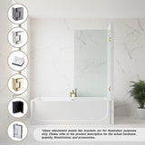 70cm Frameless Swing Bath Screen with Black Hardware