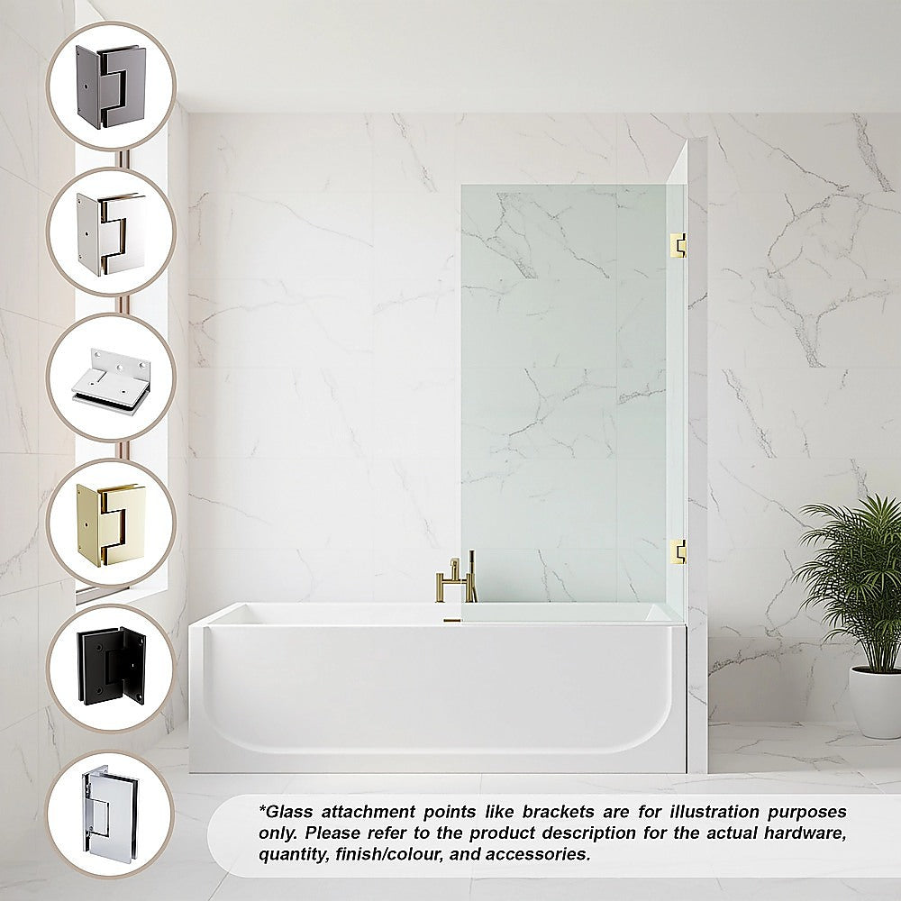 Shower Heads & Screens: 70cm Frameless Swing Bath Screen  Brushed Gunmetal Hardware with Stainless steel hinge for Modern Bathrooms