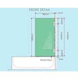 90cm Frameless Swing Bath Screen with Brushed Gunmetal Hardware