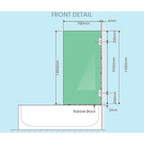 70cm Frameless Swing Bath Screen with White Hardware