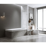 70cm Frameless Swing Bath Panel with Brushed Gunmetal Hardware