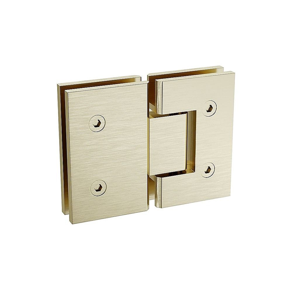 100cm Wall-to-Wall Frameless Shower Screen – Gold F-Brackets and Floor F-Bracket with SS Hinges & Square Knob Handle