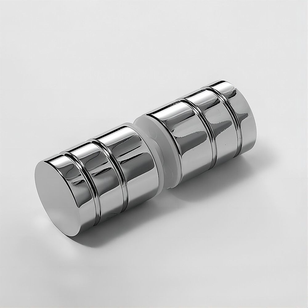 110cm Wall-to-Wall Frameless Shower Screen – Chrome F-Brackets with SS Hinges & Round Knob Handle