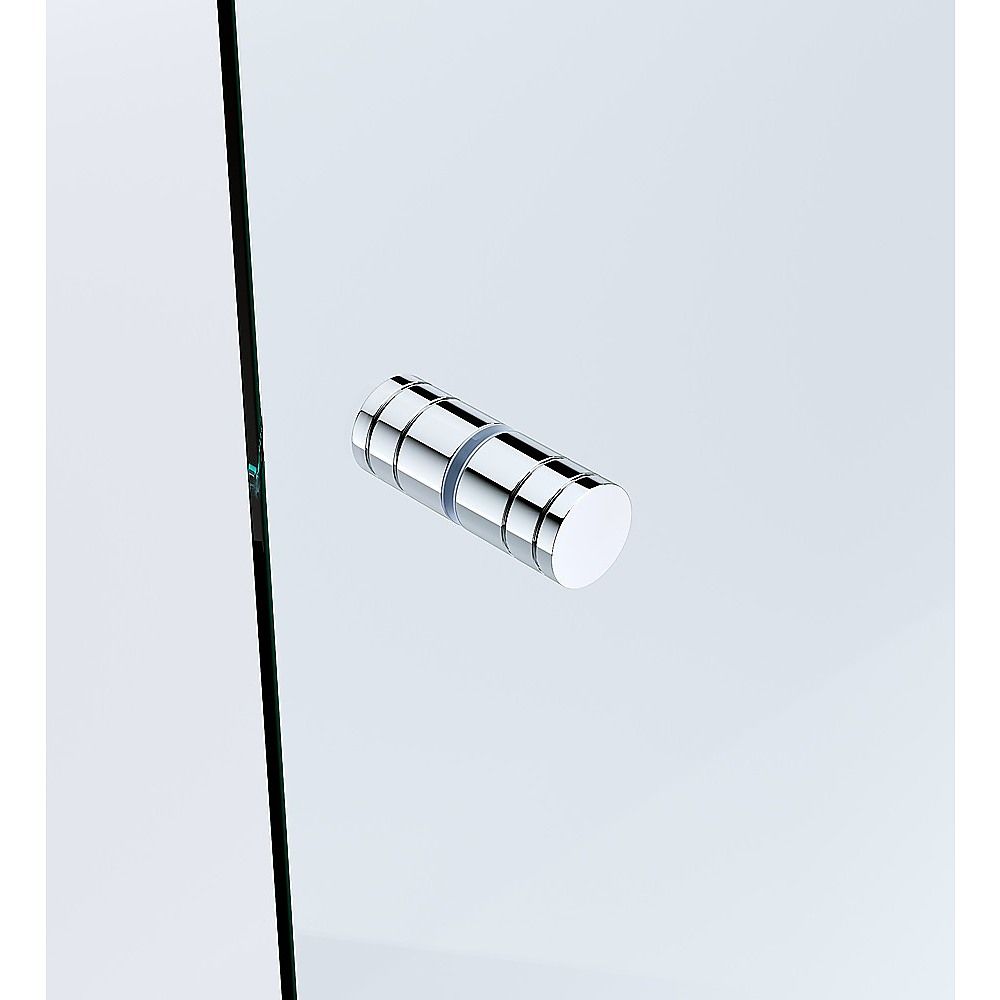 110cm Wall-to-Wall Frameless Shower Screen – Chrome F-Brackets with SS Hinges & Round Knob Handle