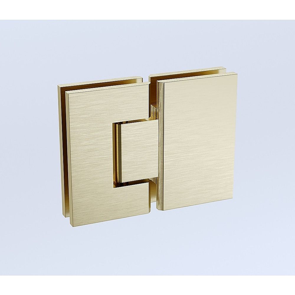 110cm Wall-to-Wall Frameless Shower Screen – Gold F-Brackets and Floor F-Bracket with SS Hinges & Round Knob Handle