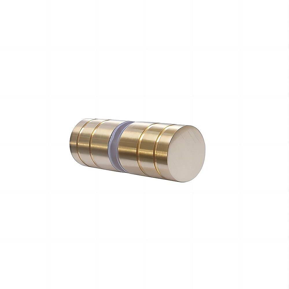 110cm Wall-to-Wall Frameless Shower Screen – Gold F-Brackets and Floor F-Bracket with SS Hinges & Round Knob Handle