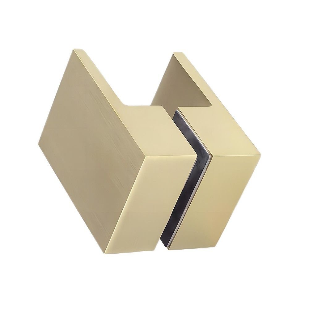 90cm Wall-to-Wall Frameless Shower Screen – Gold F-Brackets and Floor F-Bracket with SS Hinges & Square Double Pull Handle