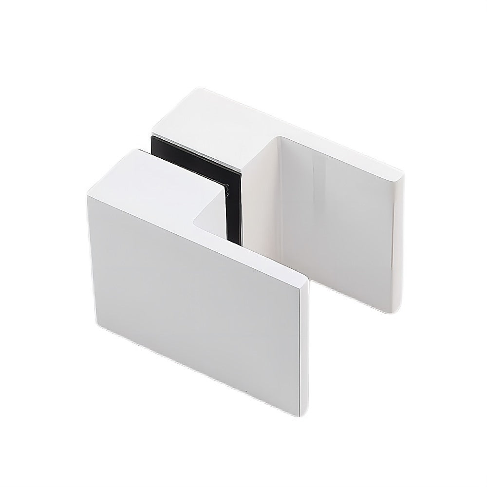Shower Heads & Screens: 90cm Wall-to-Wall Frameless Shower Screen  White Wall & Floor F Brackets with SS Hinges & Square Double Pull Handle