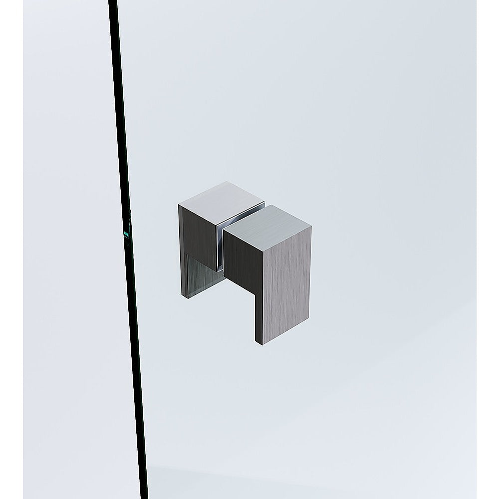 Shower Heads & Screens: 110cm Wall-to-Wall Frameless Shower Screen  Gunmetal Wall & Floor U Brackets with SS Hinges & Square Double Pull Handle