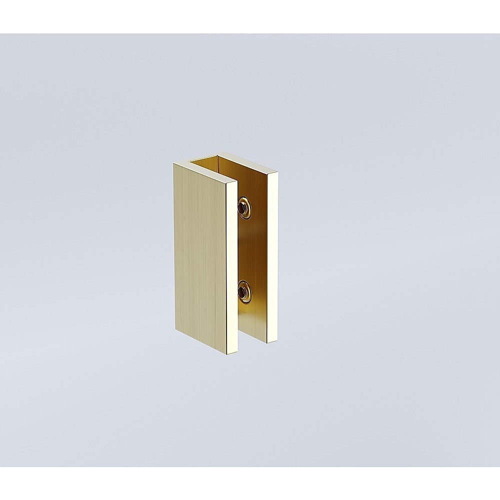 Shower Heads & Screens: 90cm Frameless Wall-to-Wall Shower Screen with Gold Wall U-Brackets, Brass Hinges & Square Knob Handle