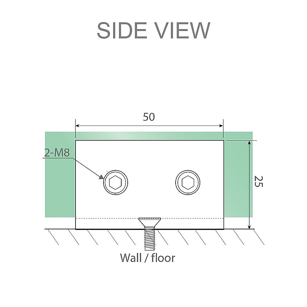 Shower Heads & Screens: 90cm Frameless Wall-to-Wall Shower Screen with Nickel Wall & Floor U Brackets, Brass Hinges & Square Knob Handle