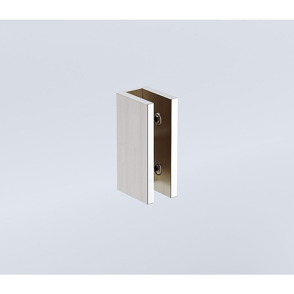 Shower Heads & Screens: 100cm Frameless Wall-to-Wall Shower Screen with Nickel Wall U-Brackets, Brass Hinges & Square Knob Handle