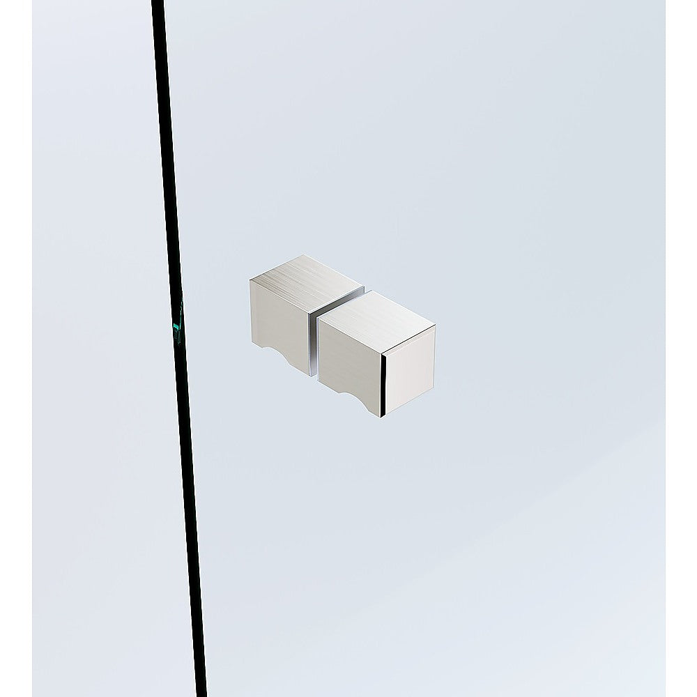 Shower Heads & Screens: 100cm Frameless Wall-to-Wall Shower Screen with Nickel Wall U-Brackets, Brass Hinges & Square Knob Handle