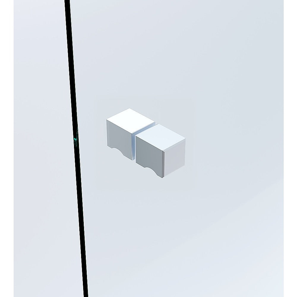 Shower Heads & Screens: 110cm Frameless Wall-to-Wall Shower Screen with White Wall & Floor F Brackets, Brass Hinges & Square Knob Handle
