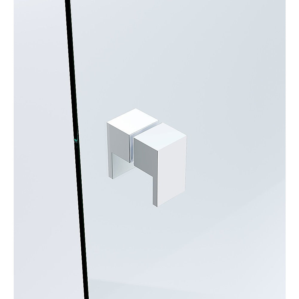 Shower Heads & Screens: 100cm Frameless Wall-to-Wall Shower Screen with White Wall U-Brackets, Brass Hinges & Square Double Pull Handle