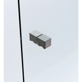 90cm Wall to Wall Frameless Shower Screen with Gunmetal Channel and Brass Hinges , Square Knob Handle