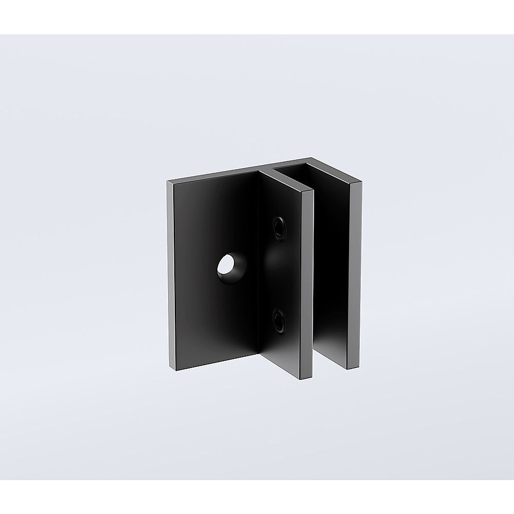 110x110cm Corner Frameless Shower Screen with Black F-Brackets and SS Hinges, Square Knob Handle
