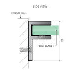 Shower Heads & Screens: 110x100cm Corner Frameless Shower Screen with White Wall F-Brackets and SS Hinges, Round Knob Handle