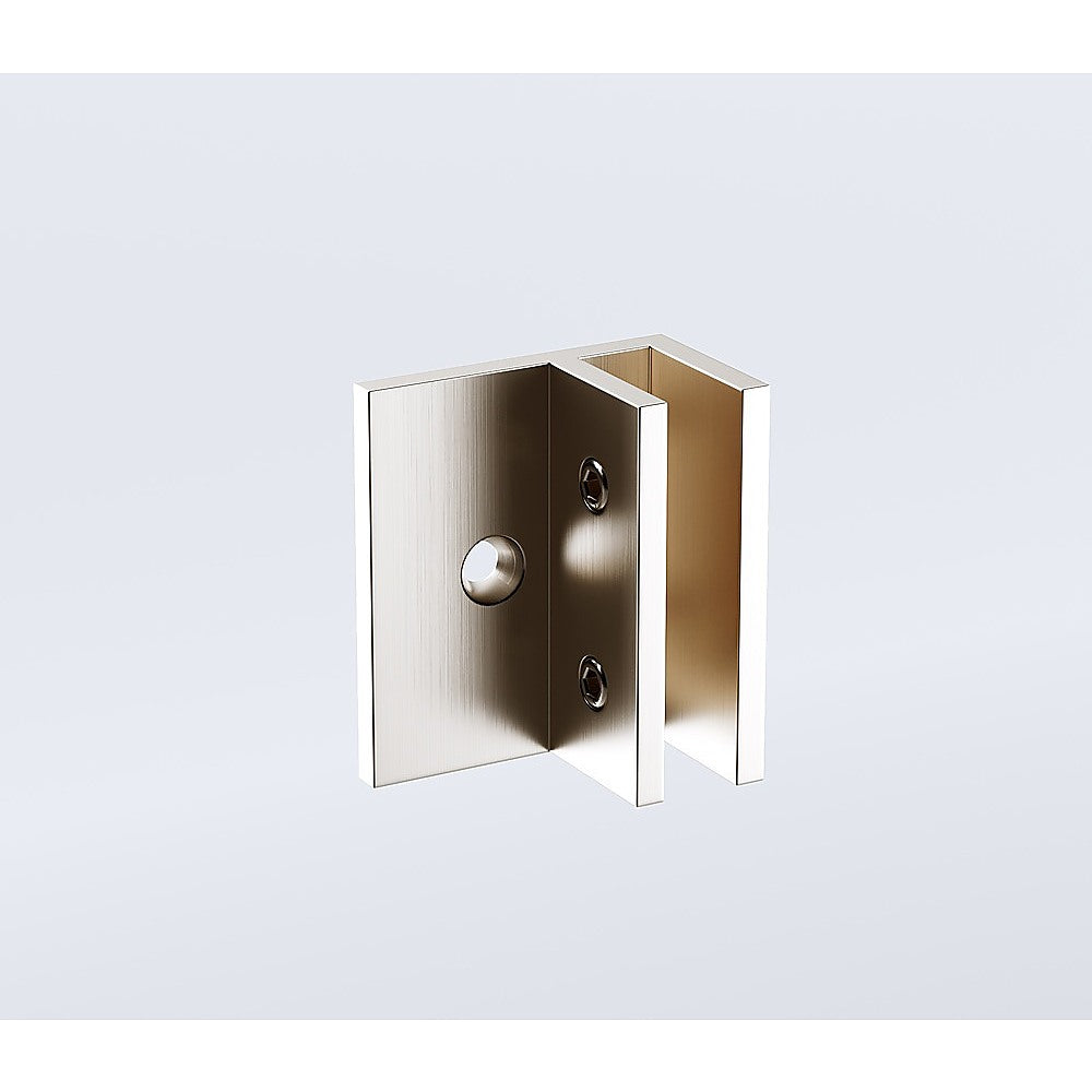 Shower Heads & Screens: 110x80cm Corner Frameless Shower Screen with Nickel Brackets and SS Hinges, Square Double Pull Handle