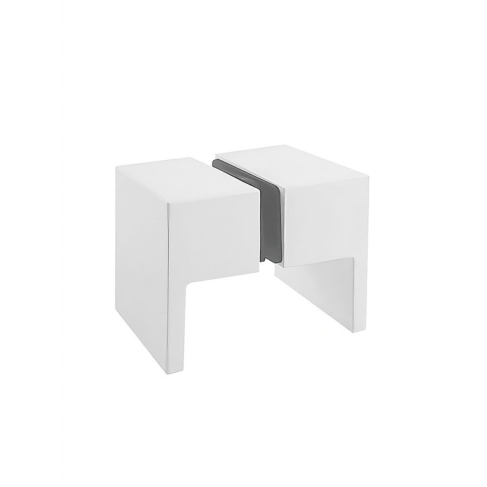 Shower Heads & Screens: 110x90cm Corner Frameless Shower Screen with White Wall F-Brackets and SS Hinges, Square Double Pull Handle