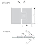 Shower Heads & Screens: 90x80cm Corner Frameless Shower Screen with Nickel Wall & Floor U Brackets and Brass Hinges, Square Knob Handle