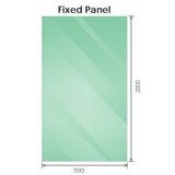 100x70cm Corner Frameless Shower Screen with Nickel Brackets and Brass Hinges, Square Knob Handle
