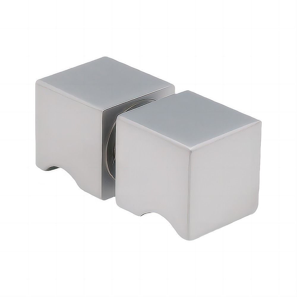 100x90cm Corner Frameless Shower Screen with Nickel Wall Channel and Floor F-Bracket and Brass Hinges, Square Knob Handle