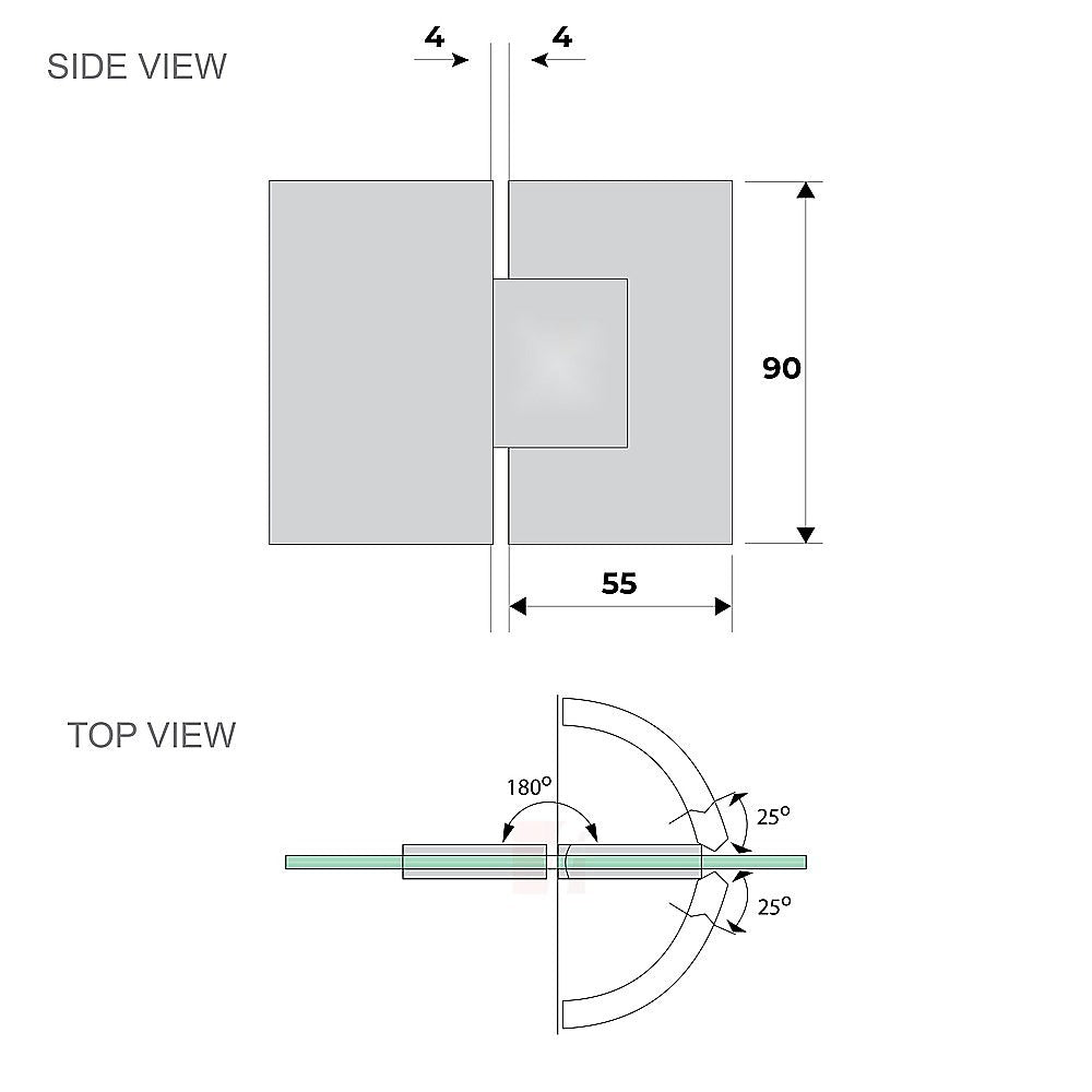 Shower Heads & Screens: 110x80cm Corner Frameless Shower Screen with White Wall F-Brackets and Brass Hinges, Square Knob Handle