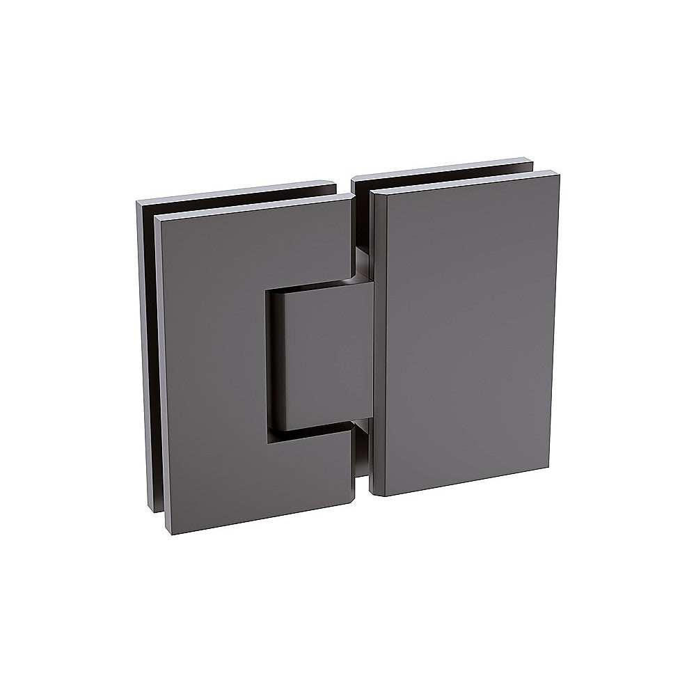 100x100cm Corner Frameless Shower Screen with Gunmetal U-Brackets and Brass Hinges, Square Double Pull Handle