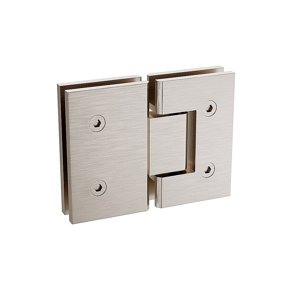 Shower Heads & Screens: 110x90cm Corner Frameless Shower Screen with Nickel Wall & Floor U Brackets and Brass Hinges, Square Double Pull Handle