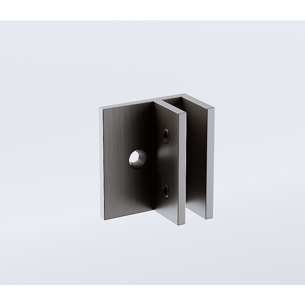 Shower Heads & Screens: 110x110cm Corner Frameless Shower Screen with Gunmetal Wall & Floor F-Brackets and Brass Hinges, Square Double Pull Handle