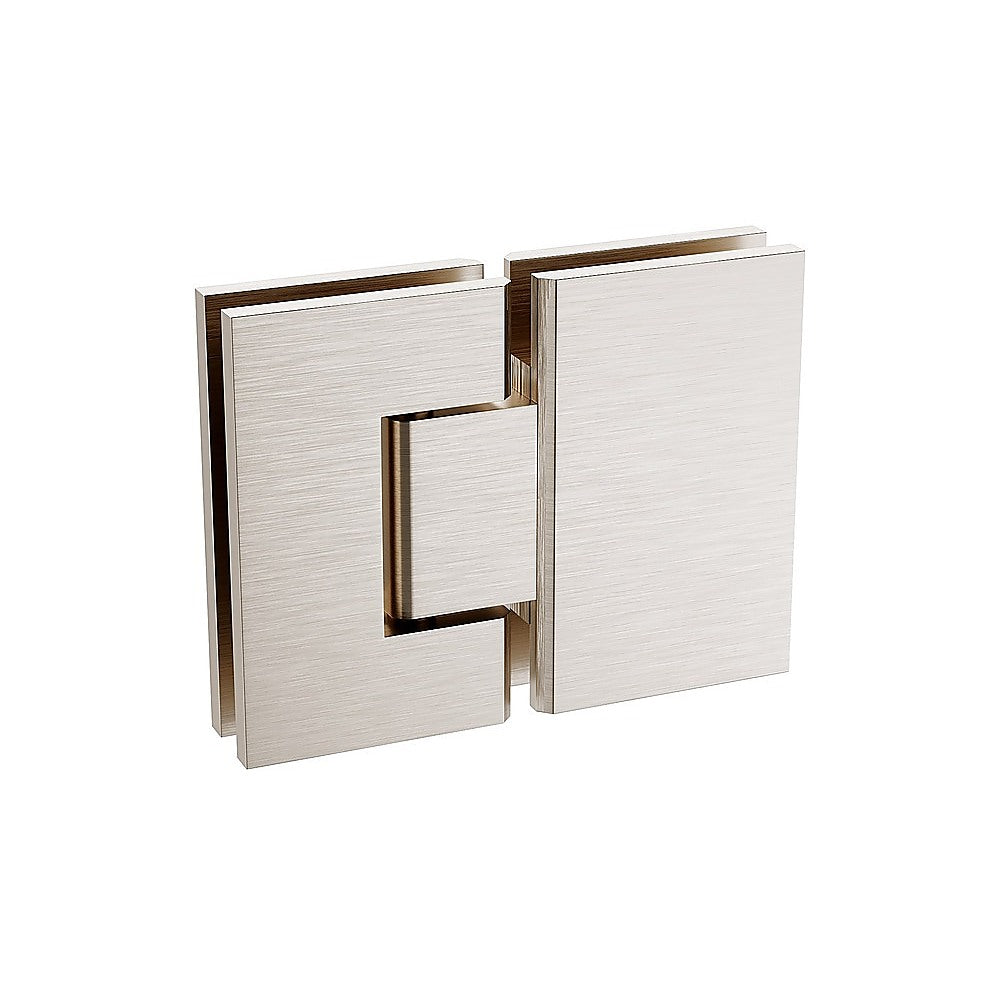 Shower Heads & Screens: 90x80cm Nickel Corner Frameless Shower Screen with Wall & Floor Channel Brackets, Stainless Steel Hinges & Square Double Pull Handle