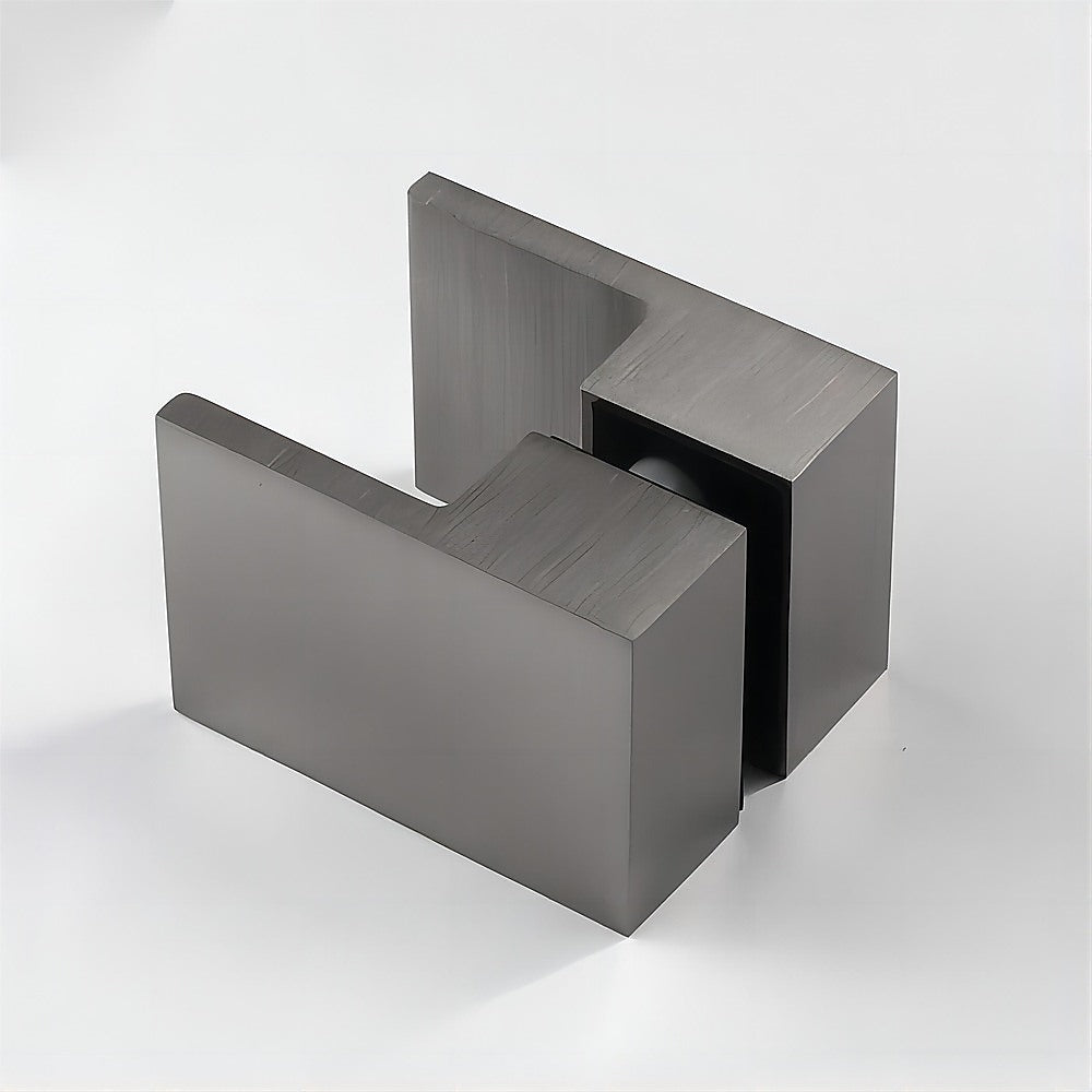 Shower Heads & Screens: 110x110cm Gunmetal Corner Frameless Shower Screen with Wall Channel Brackets, Stainless Steel Hinges & Square Double Pull Handle