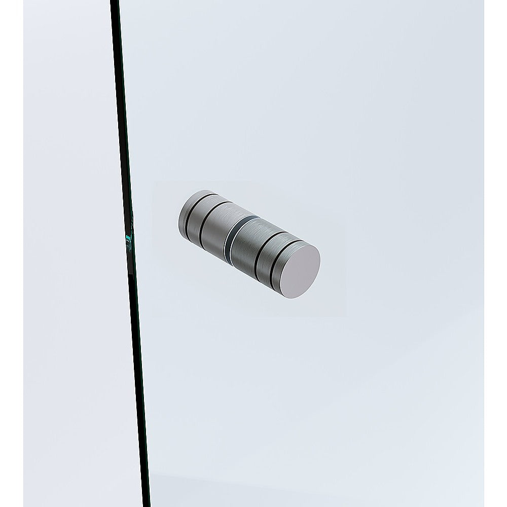 Shower Heads & Screens: 90x80cm Corner Frameless Shower Screen  Gunmetal Wall Channel with Brass Hinges & Round Knob Handle