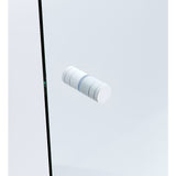 100x100cm Corner Frameless Shower Screen with White Channel and Brass Hinges, Round Knob Handle