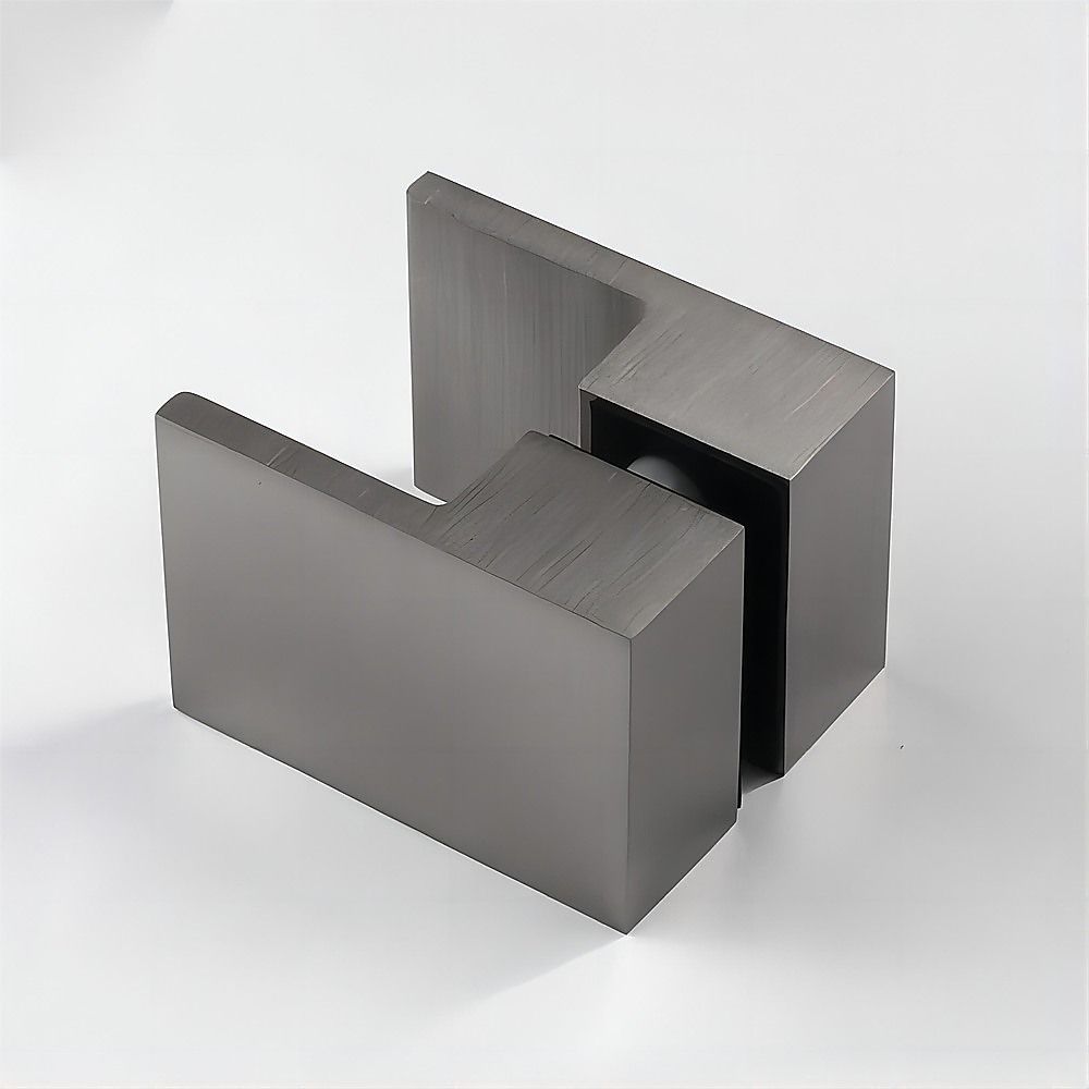 90x70cm Corner Frameless Shower Screen – Gunmetal Wall Channel with Brass Hinges & Square Double Pull Handle