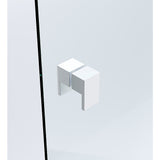 100x70cm Corner Frameless Shower Screen with White Channel and Brass Hinges, Square Double Pull Handle