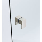 120x70cm Corner Frameless Shower Screen with Nickel Channel and Brass Hinges, Square Double Pull Handle