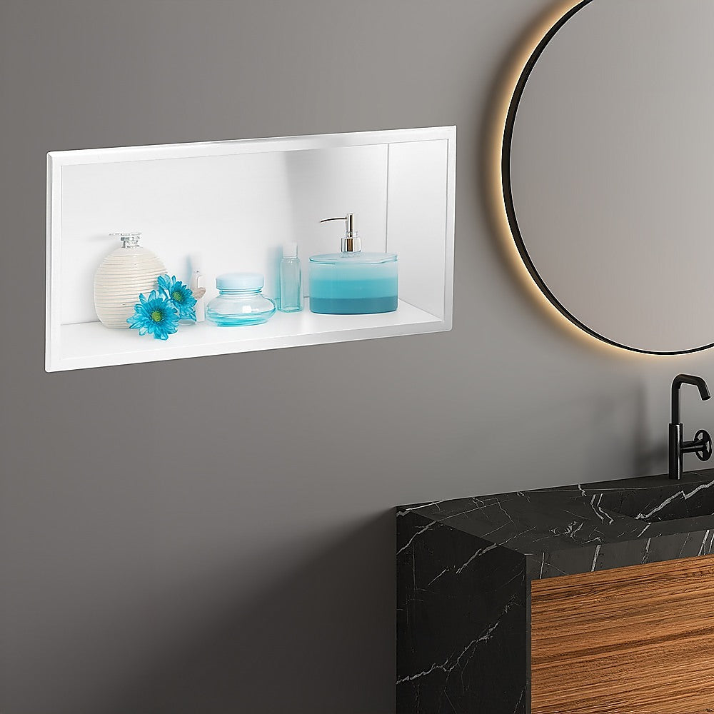 Kitchen & Bathroom DIY: 641 x 336 x 101mm Shower Niche Single Shelf Organizer No Tile Needed in White