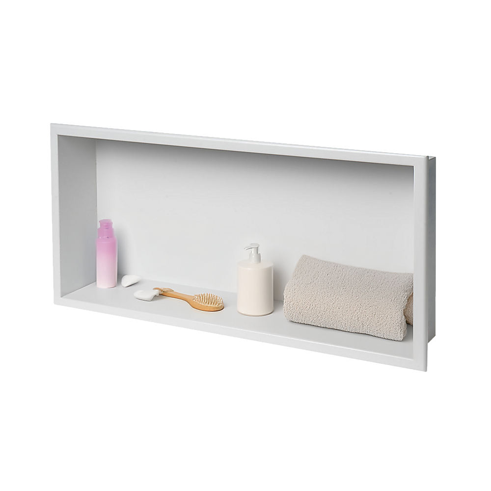 Kitchen & Bathroom DIY: 641 x 336 x 101mm Shower Niche Single Shelf Organizer No Tile Needed in White