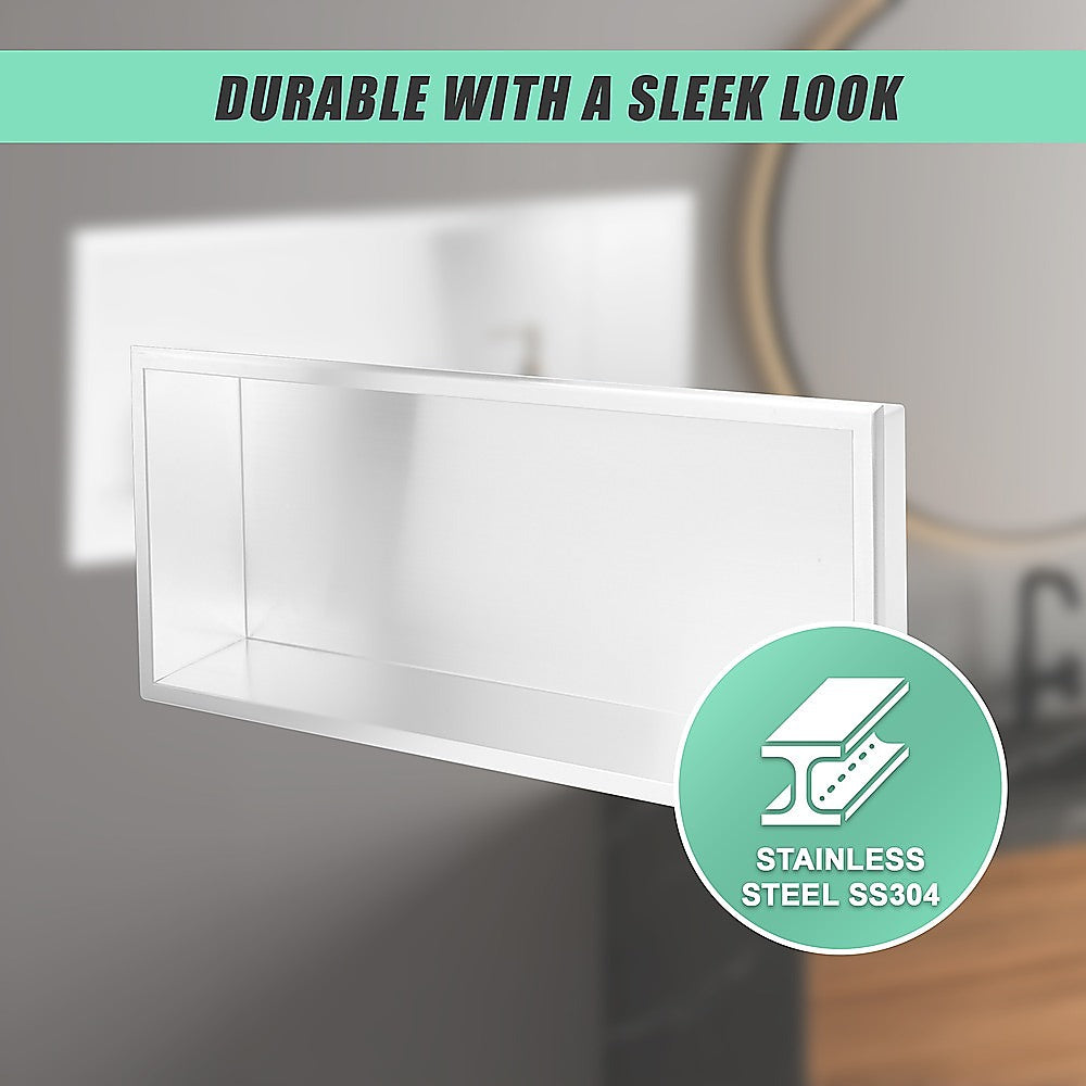 Kitchen & Bathroom DIY: 641 x 336 x 101mm Shower Niche Single Shelf Organizer No Tile Needed in White