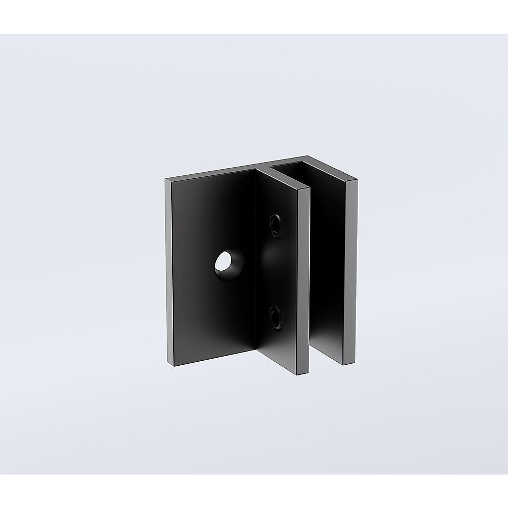 Shower Heads & Screens: 90x110cm Double Door Corner Shower Screen  Black Wall F-Brackets, SS Hinges & Square knob Handle