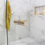 100x110cm Double Door Corner Shower Screen – Gold F-Brackets, SS Hinges & Round Knob Handle