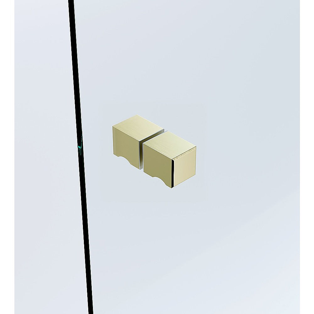 Shower Heads & Screens: 90x90cm Double Door Corner Shower Screen  Wall Channels with SS Hinges in Gold, Square Knob Handle
