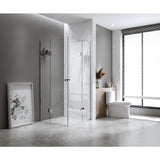 Shower Heads & Screens: 100x120cm Double Door Corner Shower Screen  Wall Channels with SS Hinges in Gold, Round Handle