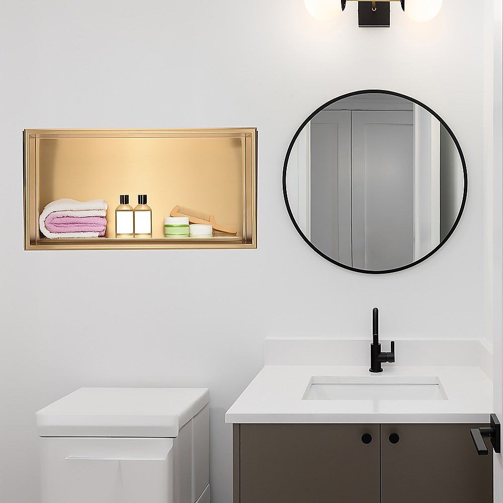 Kitchen & Bathroom DIY: 641 x 336 x 101mm Shower Niche Single Shelf Organizer No Tile Needed in Gold