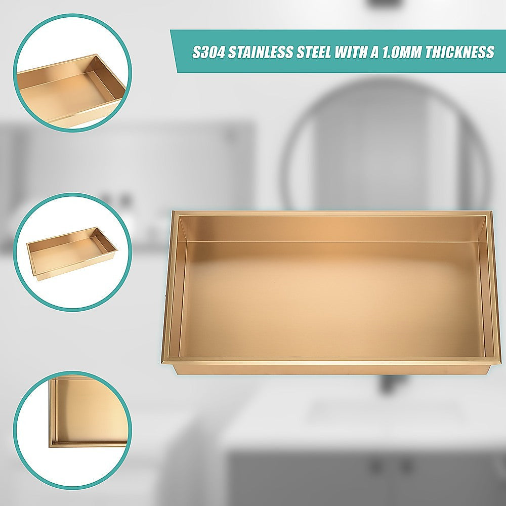 Kitchen & Bathroom DIY: 641 x 336 x 101mm Shower Niche Single Shelf Organizer No Tile Needed in Gold